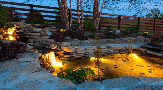 Adding lights to your backyard watergarden and waterfall - Midwest Ponds