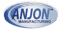 Anjon Manufacturing oval logo in blue and gray on a white background.