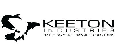 Keeton Industries logo with fish graphic and tagline on a white background.