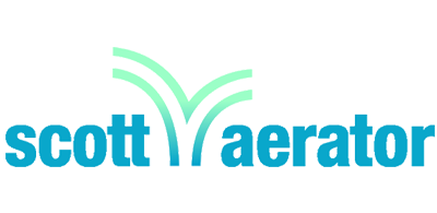 Scott Aerator logo in blue and green on a white background.