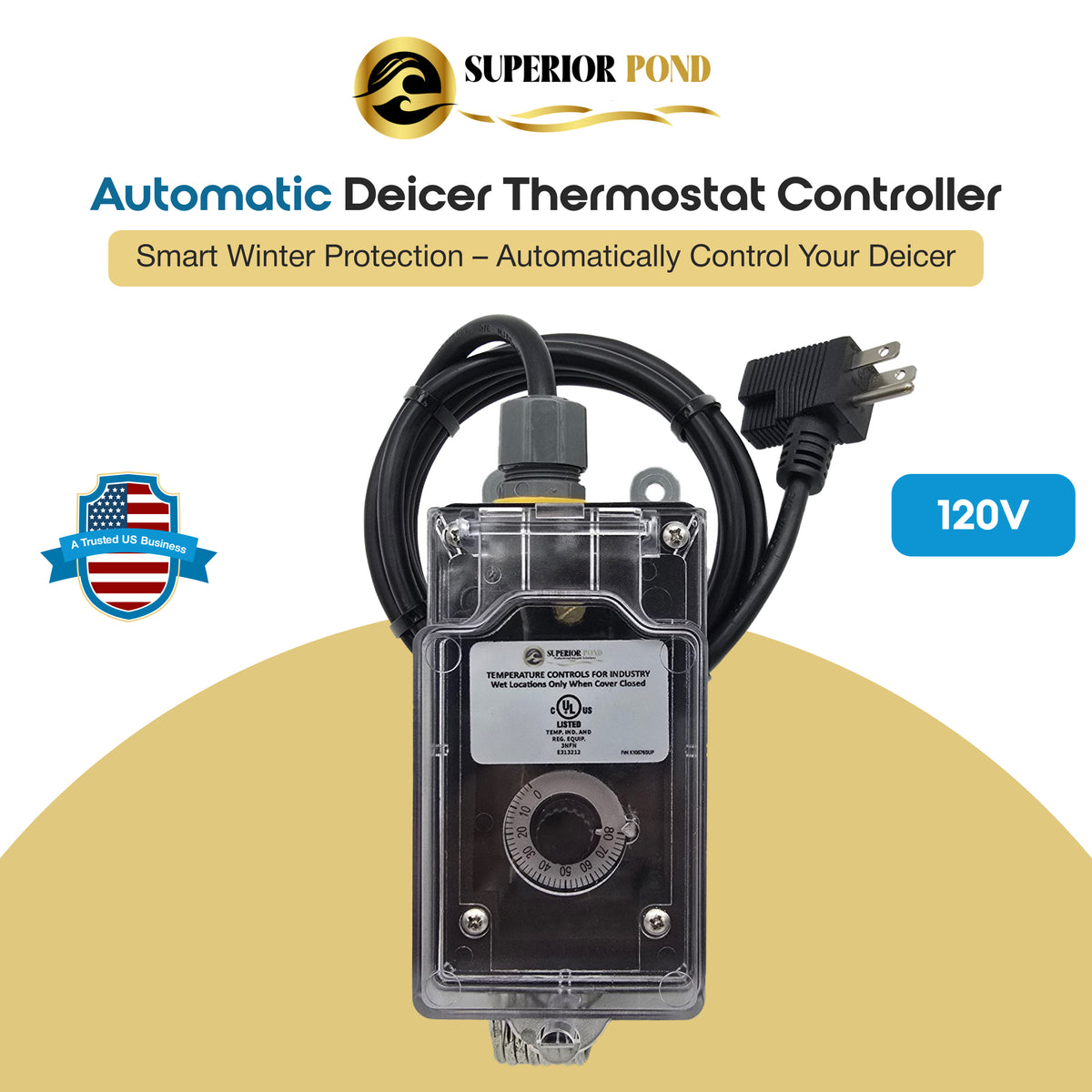 Superior Pond Deicer Thermostat Controller | Temperature Switch for Deicing Projects