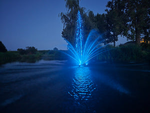 Superior Pond: SFX Floating Fountain with RGB Lights - 100 Foot Cord | 120V Floating Pond Fountain | 1/3HP & 1/2HP | 3-Fixture RGB LED Light Kit Included