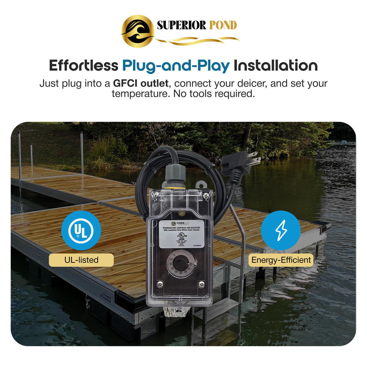 Superior Pond Deicer Thermostat Controller | Temperature Switch for Deicing Projects
