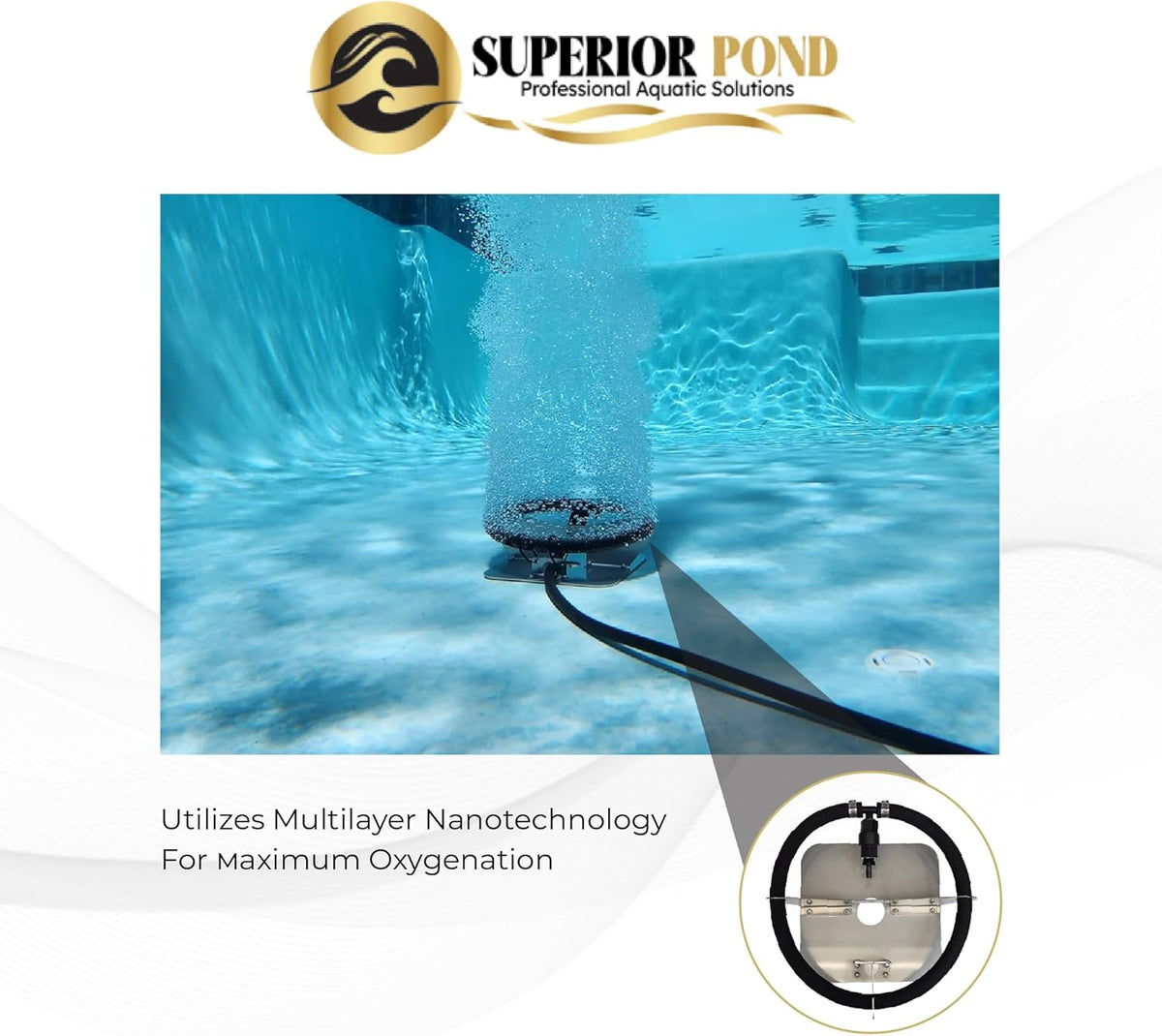 Pond Inflow Diffuser Superior Pond SPD1 Fine Bubble Diffuser | Lake Aeration – Midwest Ponds