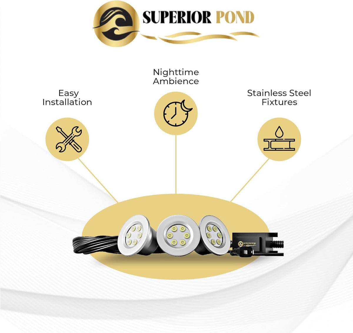 Superior Pond White LED Fountain Light Kit