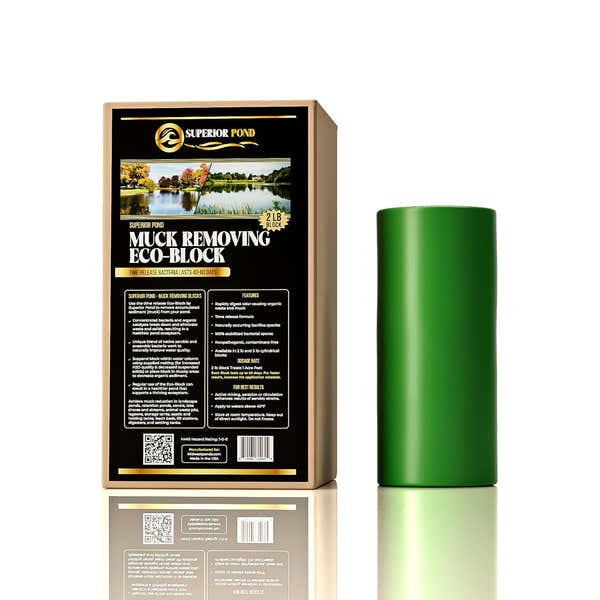 Superior Pond Eco-Block Pond &amp; Lake Muck Remover – Time Release Beneficial Bacteria Block for Organic Muck, Sludge & Sediment | 2 lb & 5 lb