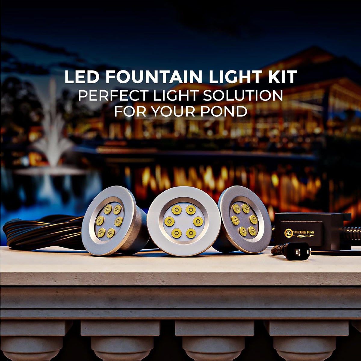 Superior Pond White LED Fountain Light Kit