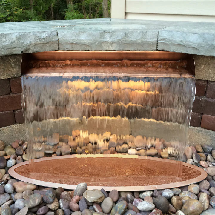 Atlantic Water Gardens: Stainless Steel & Copper Waterfall Spillways | 24" & 36" Waterfall Spillway | Pool Waterfall Spillway | Formal Water Feature Spillway