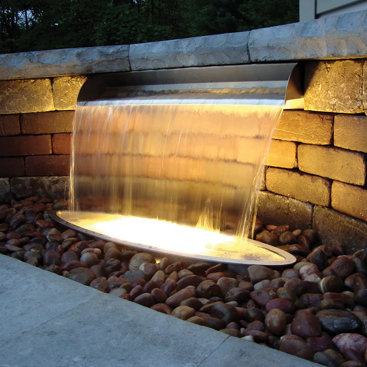 Atlantic Water Gardens: Stainless Steel & Copper Waterfall Spillways | 24" & 36" Waterfall Spillway | Pool Waterfall Spillway | Formal Water Feature Spillway