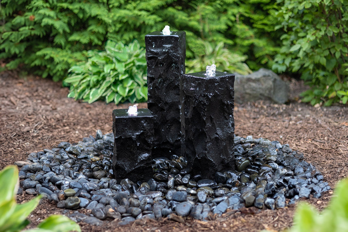 EasyPro: Tranquil Décor - Ebony Basalt Fountain Column Set of Three - 12", 18" and 24"