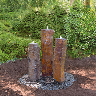 EasyPro: Large Polished Top Basalt Column Kit - 32", 38" and 44" w/58" basin, 1000gph pump & light rings