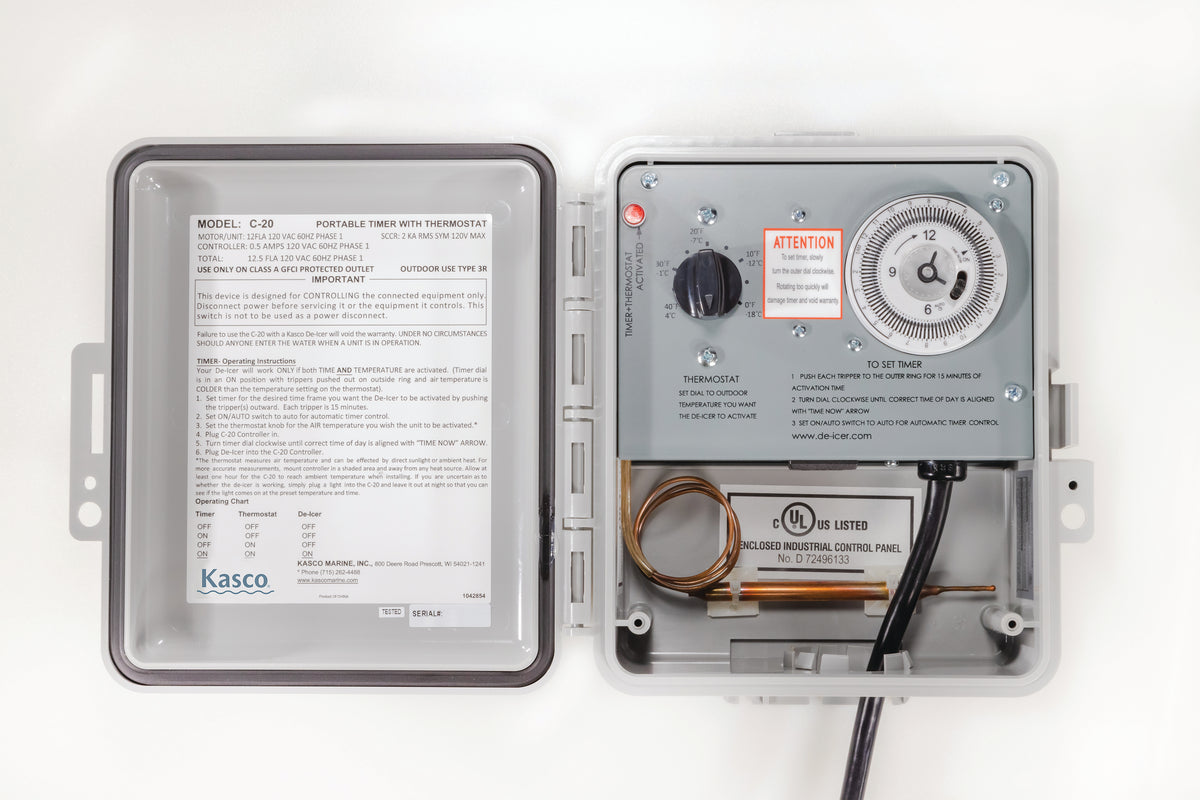 Kasco Marine: 120V | De-icer Controllers | Temperature Switch (C-10) & Temperature & Time Controller (C-20) for De-icers