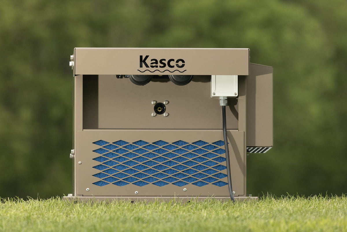 Kasco Marine: RobustAire™ 5, Includes (2) 1/2HP, 120V, Compressors, 5 Dual-Loop Diffusers, RobustAire Medium Cabinet with Noise Reducing AireGuard Technology w/Remote Valve Manifold: Valve Box, Connection Fittings (Tubing Sold Separately)