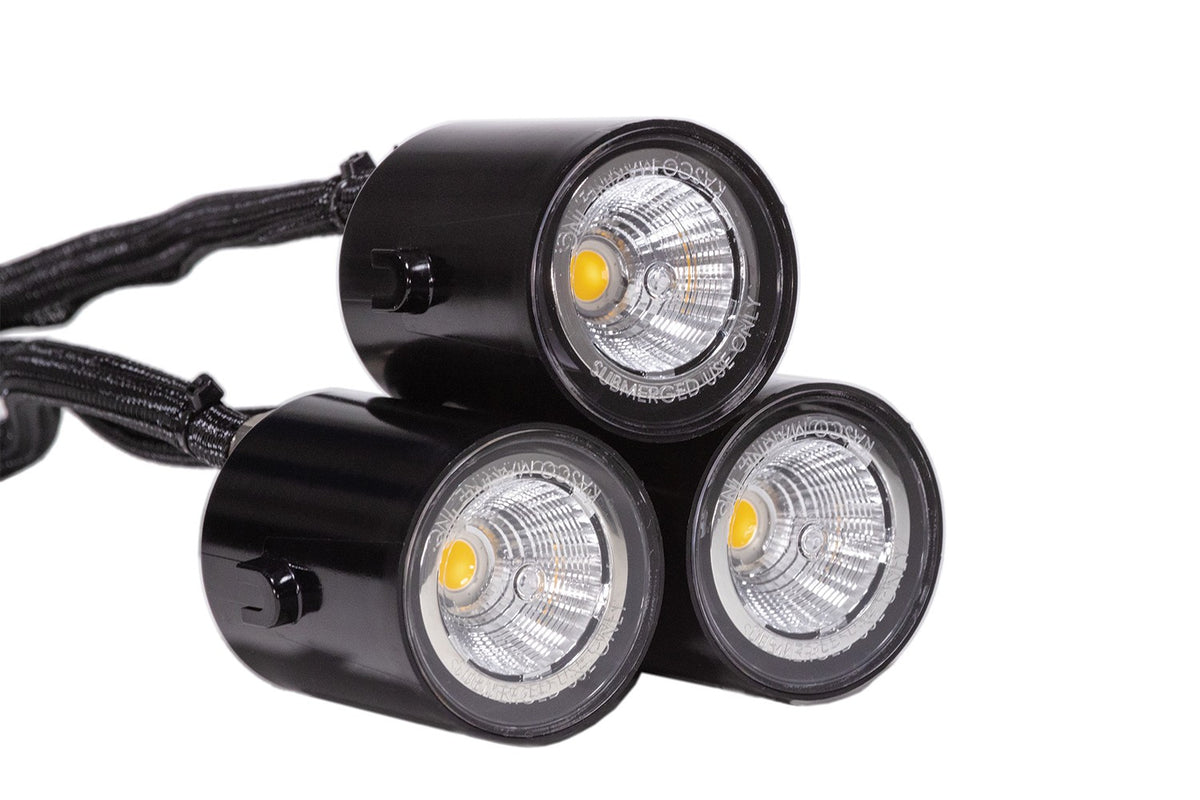 Kasco Marine: Composite LED 3-Light Kit, SS Sleeved | 100 ft, LED3C11-100-SS