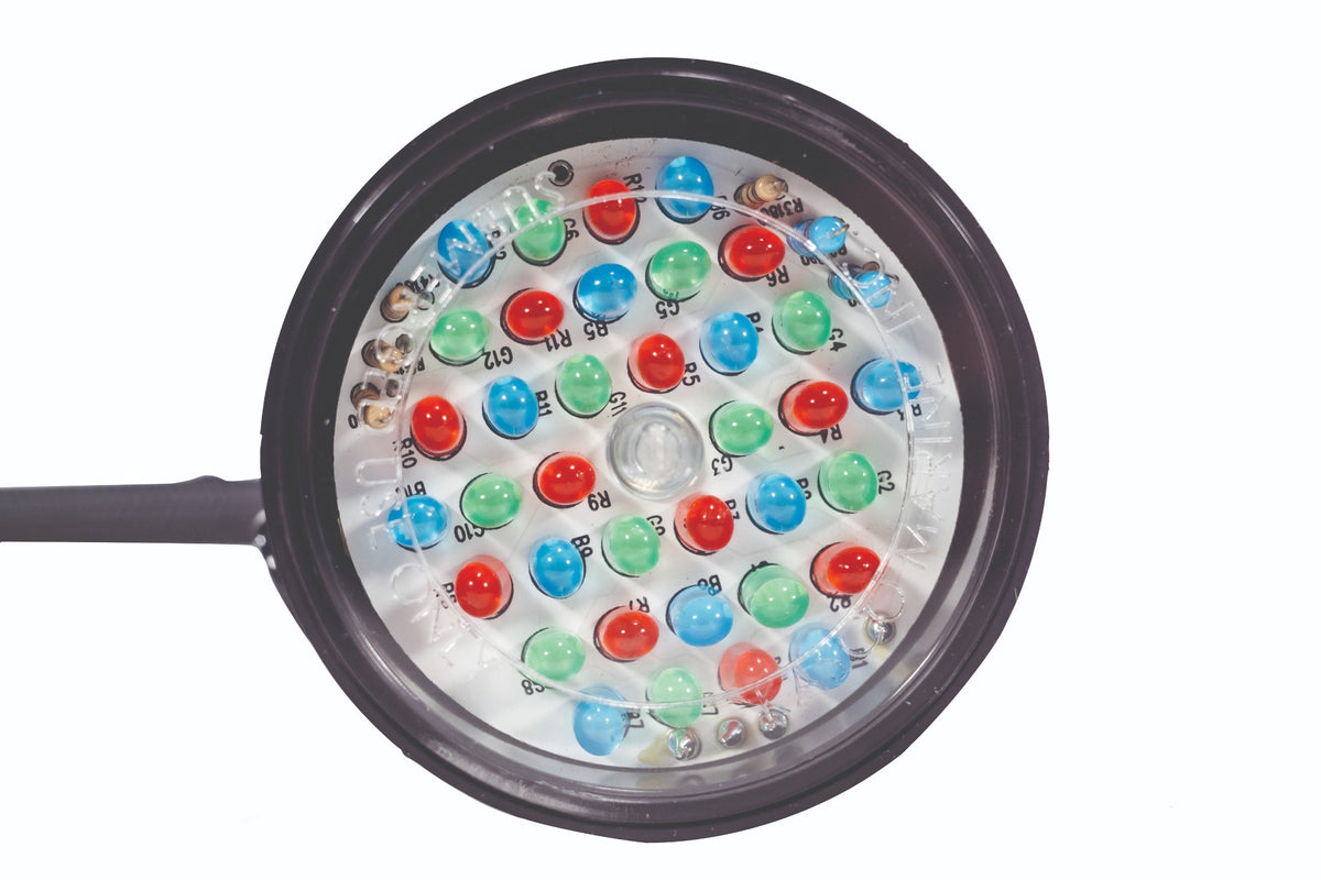 Kasco Marine: RGB Light kit,6 fixtures, with 100ft cord, Full Stainless Steel Sleeving cord protection