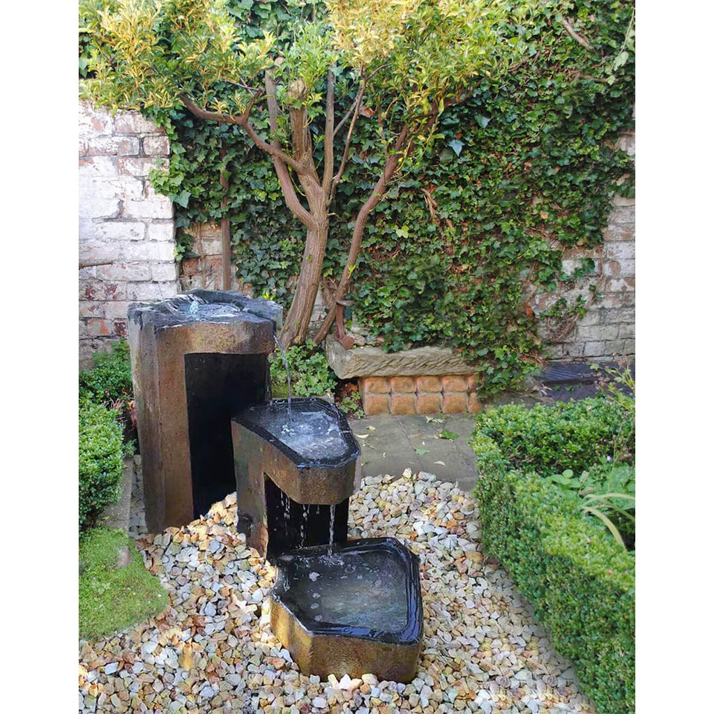 EasyPro: Tranquil Decor | Tiered Basalt Fountain Trio Complete Kit | 8" 20" 27"