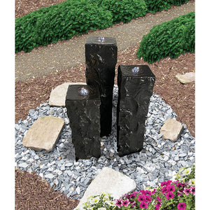 EasyPro: Tranquil Decor | HBC3PSL Ebony Basalt Fountain Column Kit | 12\", 18\", 24\" with 48\" Basin, 1000GPH, Plumbing and Light Rings