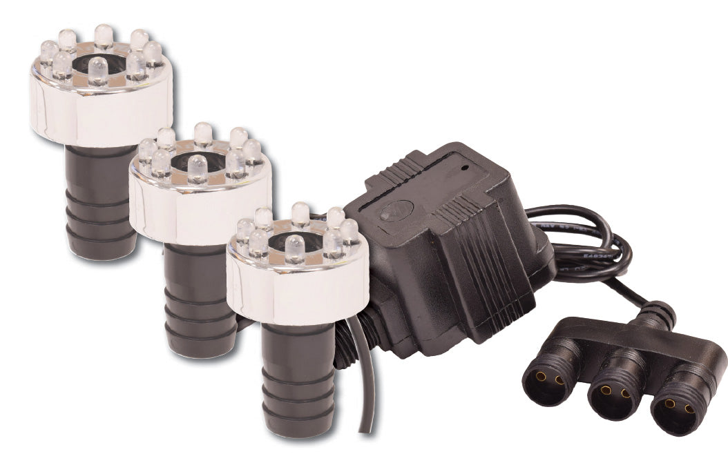 EasyPro: Tranquil Décor Fountain - 3 pack LED barbed light rings with transformer