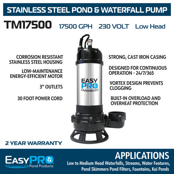 EasyPro: TM Series - Hi volume submersible pump - Med head 17500gph 230v