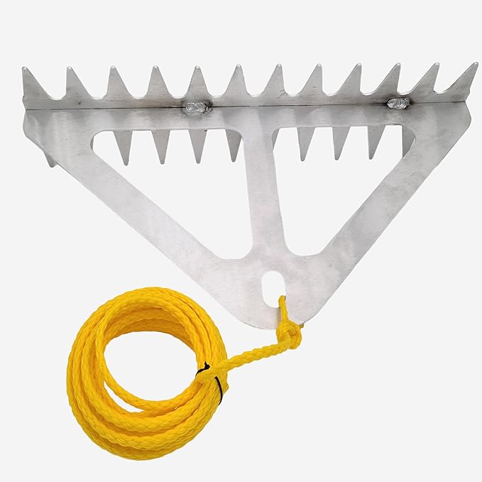 Superior Pond: Aquatic Weed Rake | Collection Rake for Lakeshore Cleanup and Aquatic Weed Removal | 23.5in Width | 25ft Rope Included