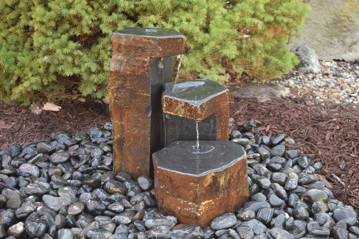 EasyPro: Tranquil Décor - Keyed Spillway Basalt Fountain Column Crate of Three - 6", 12" and 18"